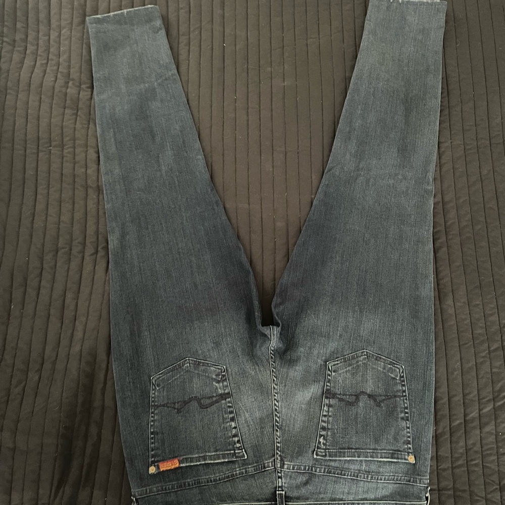 7 For All Mankind Josefina Skinny Boyfriend Jeans - Dark Blue - Picture 7 of 7